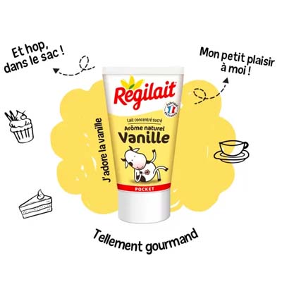 Régilait – Lait concentré sucré aromatisé à la vanille - Tube de 60 gr